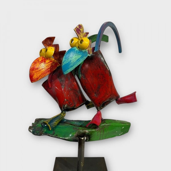 Roodborstjes - kunstsculptuur - tuinkunst