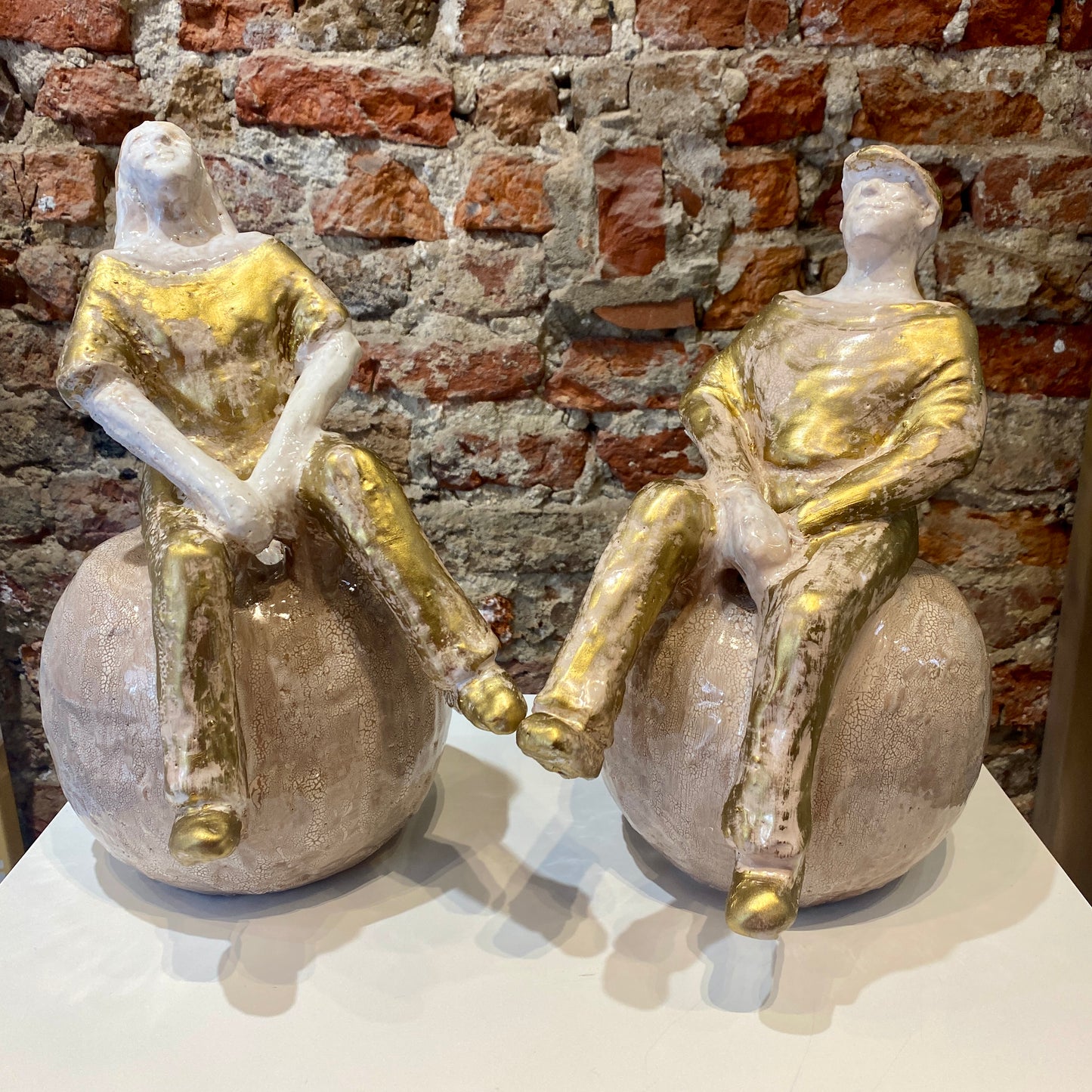 Lopke - Glazuur beige-wit- goud gemêleerd - Medium