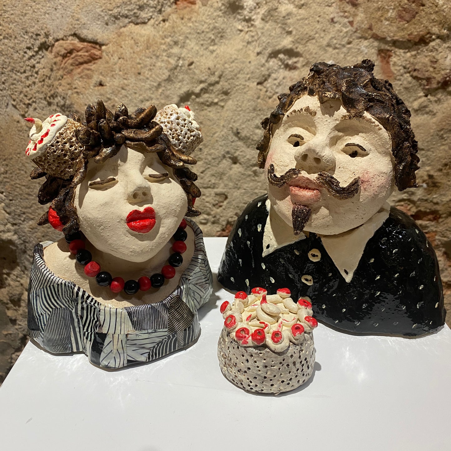 Tea Party - Keramiek Kunst Sculptuur - middelgroot