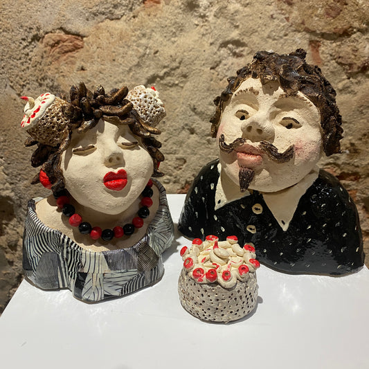 Tea Party - Keramiek Kunst Sculptuur - middelgroot