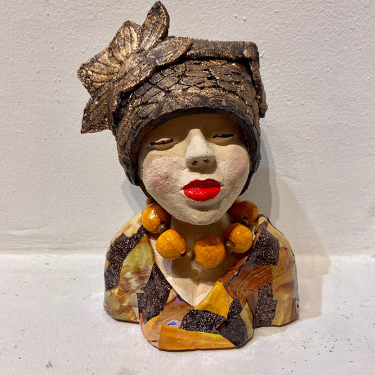 Lady in Bronze- Keramiek Kunst Sculptuur - Klein