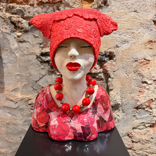 Lady in Red - Keramiek Kunst Sculptuur - Groot