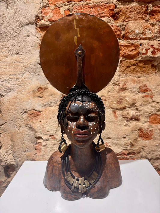 African Lady   - Keramiek Kunst Sculptuur - groot