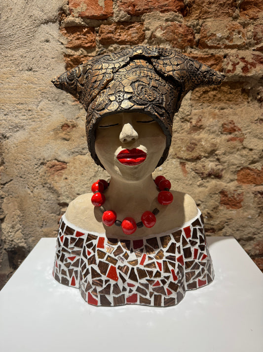 Lady in Bronze - Keramiek Kunst Sculptuur - Groot