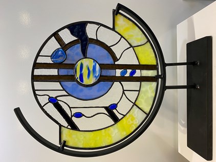 Anny Meuleners - Glass art yellow blue (47 x 55 cm) - Sold