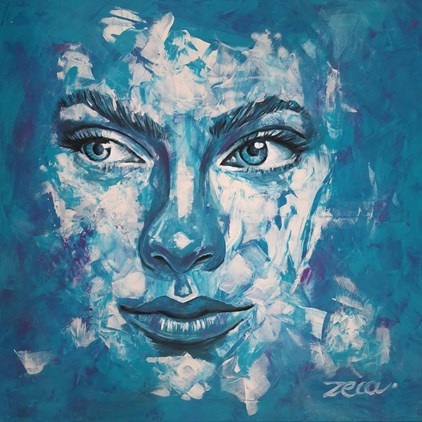 Zeca- Lady in Blue (100 x 100 cm) - €1350