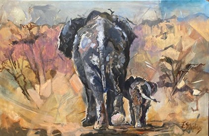 Ellen Siliakus - Elephant's March (150 x 100 cm) - €1350