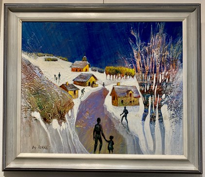 Bernard Romain - Village enneigé - van €595 voor €450 (46 x 54 cm)