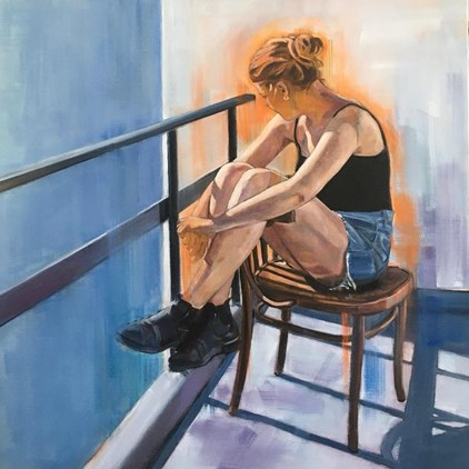 Lucia Knops - Sonne auf dem Balkon (80 x 80 cm) - €950